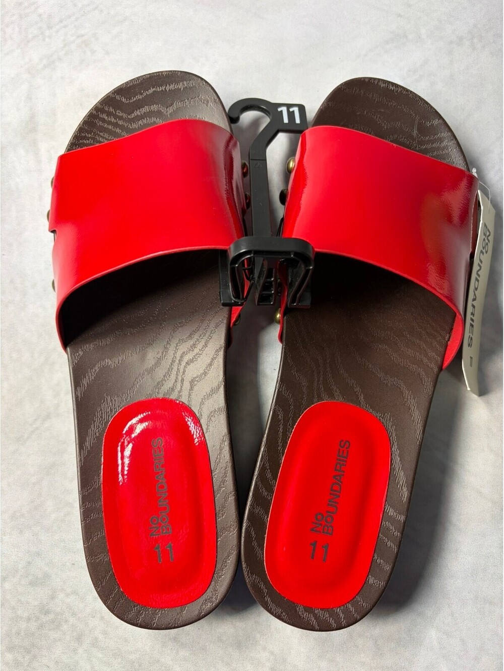 No Boundaries Women’s Size 11 Red Patent Clog Slide Sandals Studded NWT